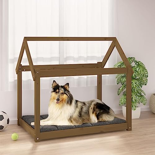 puraday Hundebett Honigbraun 101x70x90 cm Massivholz Kiefer Hundebetten Katzenbett Dog Bed Hundehütte Indoor Cat Bed Bequeme Haustierbett Im Wohnzimmer Oder Schlafzimmer Platziert Zeitloses Design von puraday