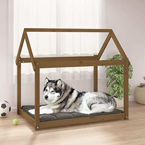 puraday Hundebett Honigbraun 111x80x100 cm Massivholz Kiefer Hundebetten Katzenbett Dog Bed Hundehütte Indoor Cat Bed Bequeme Haustierbett Im Wohnzimmer Oder Schlafzimmer Platziert Zeitloses Design von puraday