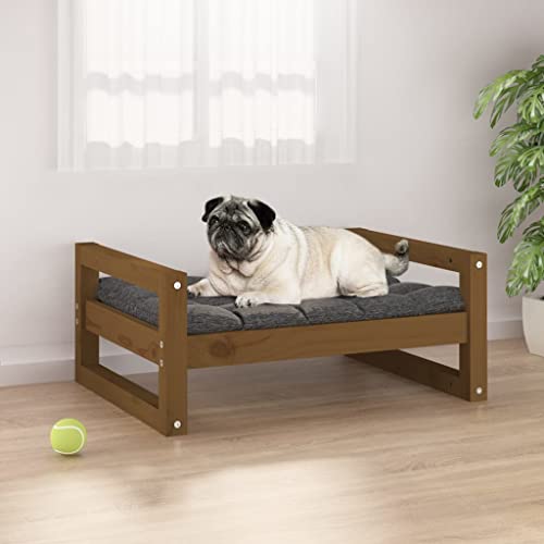 puraday Hundebett Honigbraun 65,5x50,5x28 cm Massivholz Kiefer Hundebetten Katzenbett Dog Bed Hundehütte Indoor Cat Bed Bequeme Haustierbett Im Wohnzimmer & Schlafzimmer Platziert Zeitloses Design von puraday