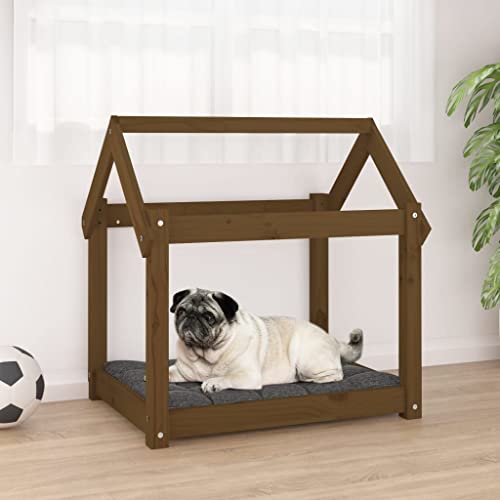 puraday Hundebett Honigbraun 71x55x70 cm Massivholz Kiefer Hundebetten Katzenbett Dog Bed Hundehütte Indoor Cat Bed Bequeme Haustierbett Im Wohnzimmer Oder Schlafzimmer Platziert Zeitloses Design von puraday