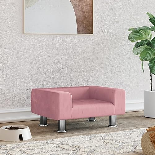 puraday Hundebett Rosa 50x40x26,5 cm Samt Hundesofa Hundebetten Katzenbett Bequeme Haustierbett Katzensofa Stilvolles Design Kann Im Wohnzimmer Oder Schlafzimmer Platziert Werden von puraday