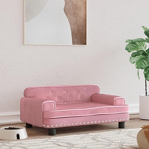 puraday Hundebett Rosa 70x45x30 cm Samt Hundesofa Hundebetten Katzenbett Bequeme Haustierbett Katzensofa Stilvolles Design Kann Im Wohnzimmer Oder Schlafzimmer Platziert Werden von puraday