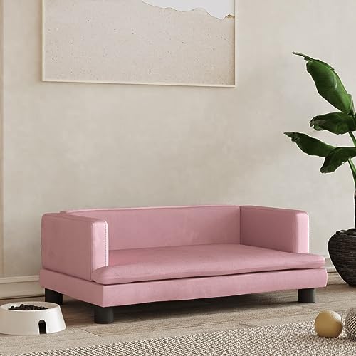 puraday Hundebett Rosa 80x45x30 cm Samt katzensofa Hundesofa Katzenbett Dog Bed Cat Bed Bequeme Haustierbett Stilvolles Design Kann Im Wohnzimmer Oder Schlafzimmer Platziert Werden von puraday