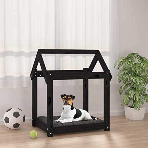 puraday Hundebett Schwarz 61x50x70 cm Massivholz Kiefer Hundebetten Katzenbett Dog Bed Hundehütte Indoor Cat Bed Bequeme Haustierbett Im Wohnzimmer Oder Schlafzimmer Platziert Zeitloses Design von puraday