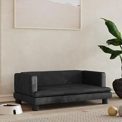 puraday Hundebett Schwarz 80x45x30 cm Samt katzensofa Hundesofa Katzenbett Dog Bed Cat Bed Bequeme Haustierbett Stilvolles Design Kann Im Wohnzimmer Oder Schlafzimmer Platziert Werden von puraday