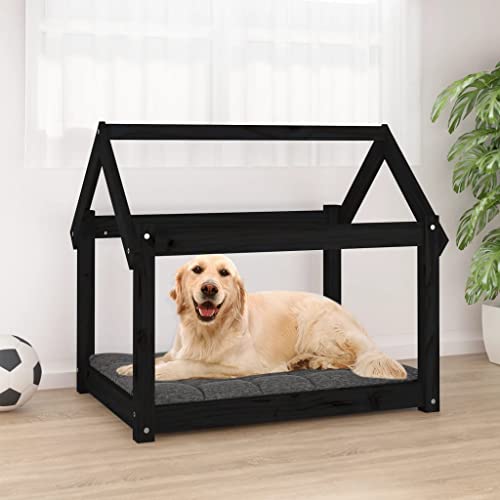 puraday Hundebett Schwarz 81x60x70 cm Massivholz Kiefer Hundebetten Katzenbett Dog Bed Hundehütte Indoor Cat Bed Bequeme Haustierbett Im Wohnzimmer Oder Schlafzimmer Platziert Zeitloses Design von puraday