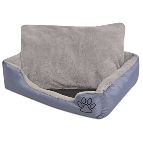 puraday Hundebett mit gepolstertem Kissen Größe L Grau 75x58x19 cm Hundebetten Katzenbett Dog Bed Hundehütte Indoor Cat Bed Bequeme Haustierbett für Transportboxen Zwinger Innenräume von puraday