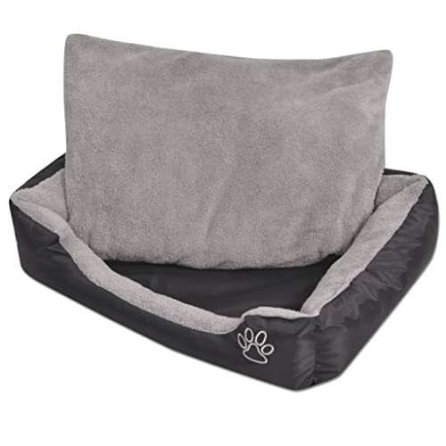 puraday Hundebett mit gepolstertem Kissen Größe M Schwarz 65x48x18 cm Hundebetten Katzenbett Dog Bed Hundehütte Indoor Cat Bed Bequeme Haustierbett für Transportboxen Zwinger Innenräume von puraday