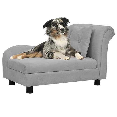 puraday Hundesofa mit Kissen Grau 83x44x44 cm Plüsch Hundebetten katzensofa Katzenbett Dog Bed Hundehütte Indoor Cat Bed Bequeme Haustierbett Kann Im Wohnzimmer Oder Schlafzimmer Platziert Werden von puraday