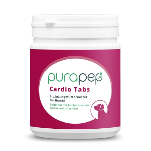 purapep Cardio Tabs – natürliche Power für das Herz deines Hundes. Mit hochdosiertem Taurin+ L-Carnitin + Molkenproteinen: im Alter, bei Herzproblemen, für Sporthunde | 120 Tabletten von purapep