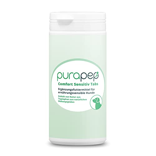 purapep Comfort Sensitiv Tabs – Natürliches Beruhigungsmittel für empfindliche Hunde mit Tryptophan, Magnesium & B-Vitaminen. Gegen Stress, Nervosität & Aggression – 150 Tabs von purapep