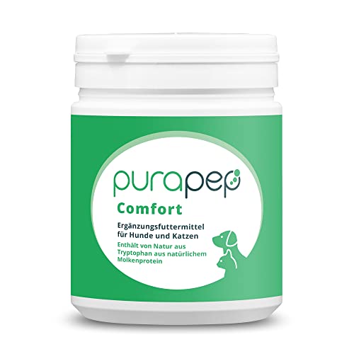 purapep Comfort Pulver - Natürliches Beruhigungsmittel für Hunde & Katzen mit Tryptophan, Bierhefe und B Vitaminen bei Angst & Stress + Silvester – für Entspannung + gegen Aggression | 280g von purapep
