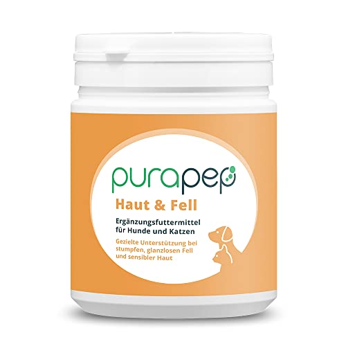 purapep Haut & Fell für Hunde & Katzen – Premium-Boost für den Napf für Kuschelfell & gesunde Haut – Mit natürlichen Aminosäuren, Bierhefe, Leinöl & Biotin. Perfekt für den Fellwechsel. Pulver | 280g von purapep