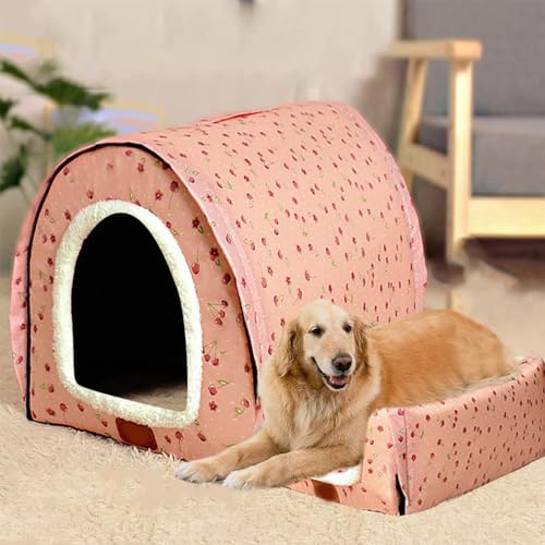 Große Hundehütte, luxuriös, warmes Hundekissen, XL, XXL, für den Innenbereich, großes Hundebett, Katzenhöhle, Iglu, für drinnen und draußen, waschbar (XXL 92 x 68 x 72 cm, E) von qing yun