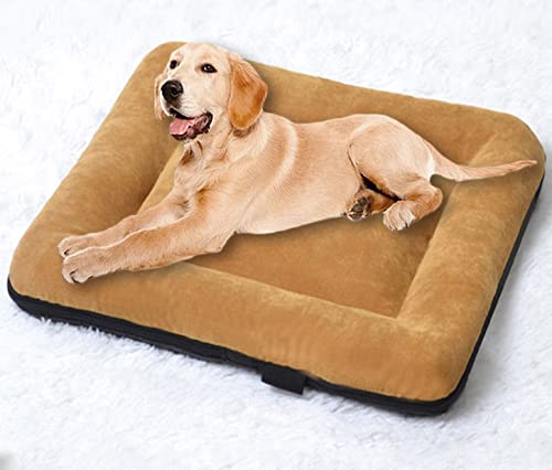 qing yun Großes Hundebett-Matratze, warm, beruhigend, orthopädisch, XL, abnehmbar, waschbar, rutschfest, Haustierbett für große, mittelgroße und kleine Hunde (110 x 75 cm, beige) von qing yun