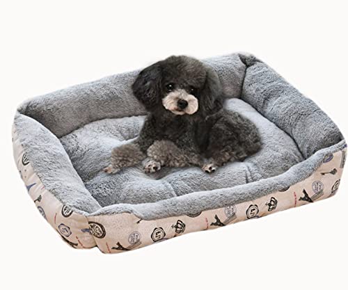 qing yun Weiches Plüsch-Hundebett, mittelgroß, rechteckig, beruhigend, Haustiersofa, Katzenbett, Angstlinderung, gemütlich, selbstwärmende Hundebett-Matratze für Kiste (45 x 30 cm, Grau) von qing yun