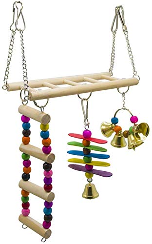 qiuqiu Bird Swing Toys Kletterleiter Aus Hölzerner Hängematte Mit Hängendem Papageienzubehör Für Sittiche Und Wellensittiche-1Pcs. von qiuqiu