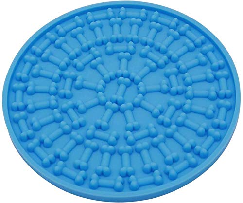 qiuqiu Dog Lick Pad, 2 Stück Silikon Dog Slow Feeder Mat Erdnussbutter Lick Pad für das Baden von Haustieren-Blue von qiuqiu