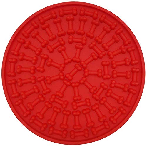 qiuqiu Dog Lick Pad, 2 Stück Silikon Dog Slow Feeder Mat Erdnussbutter Lick Pad für das Baden von Haustieren-red von qiuqiu