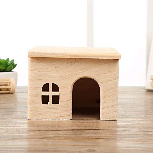 qiuqiu Hamster Nest Kleine Holzhütte Natürliches Massivholz Meerschweinchen Mini Igel Kaninchen Nest Chinchilla Holzhaus von qiuqiu