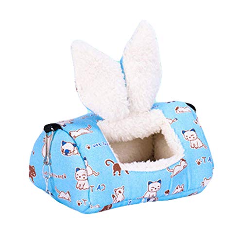 qiuqiu Hamster warmes Bett, Kleintier Winter Hängematte Warm Plüsch Kleines Haustier Haus Bett Schlafnest für Hamster Igel Chinchilla Meerschweinchen-Blue von qiuqiu