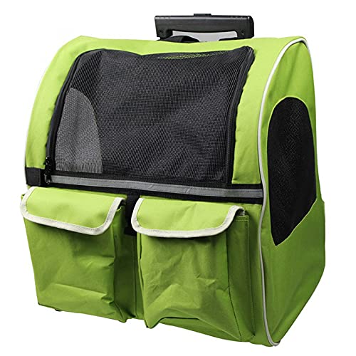 qiuqiu Haustier Trolley, Doppelrad Trolley Tasche Hund Tragbare Tasche Im Koffer Atmungsaktiver Rucksack Für Katzen Und Hunde Schlepper Reise Sicherheitsgepäck-Green von qiuqiu