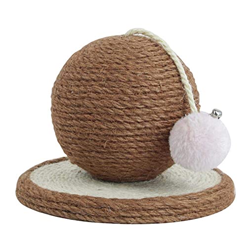 qiuqiu Katzenspielzeug, Großer Kratzball, Stilvoller Natürlicher Sisal-Katzenkratzbaum, Katzenkratzbaum Und Kratzbrett Mit Plüschkatzenball + Glocke Für Katzen Und Kätzchen-Brown von qiuqiu