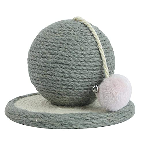 qiuqiu Katzenspielzeug, Großer Kratzball, Stilvoller Natürlicher Sisal-Katzenkratzbaum, Katzenkratzbaum Und Kratzbrett Mit Plüschkatzenball + Glocke Für Katzen Und Kätzchen-Grey von qiuqiu