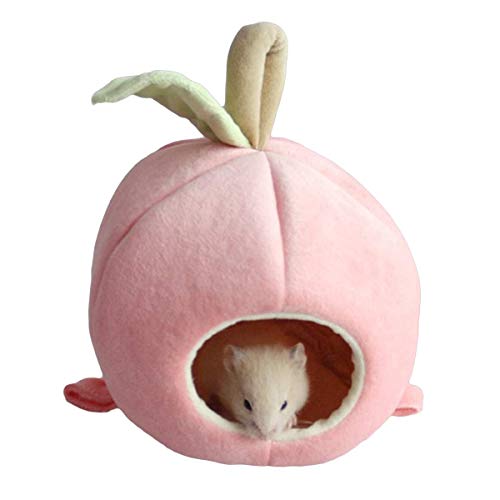 qiuqiu Kleines Tierhaus Bett, Hamster Weiches warmes Bett Nettes Obst Warmes Fleece Bett Winter Hängendes Bett Käfig Nest-Pink von qiuqiu