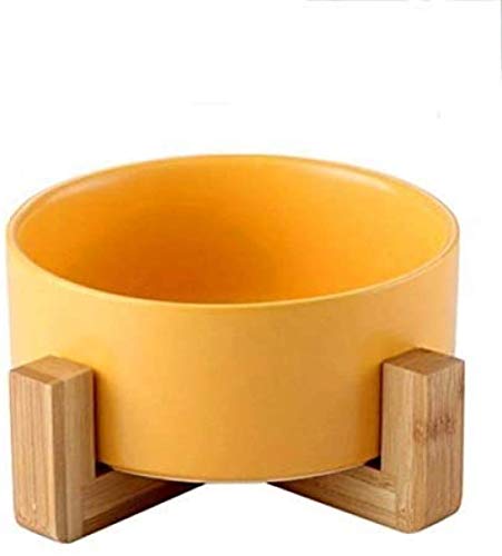 qiuqiu Pet Ceramic Bowl, Pet Bowl Mit Holzregal Pet Food Wasserschalen Neck Guard Cat Food Bowl rutschfeste Keramikschale Für Hundekatze von qiuqiu