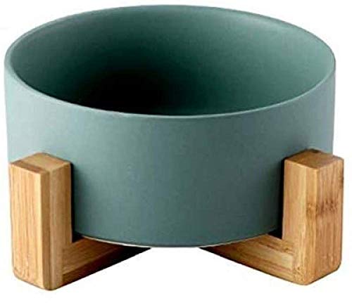 qiuqiu Pet Ceramic Bowl, Pet Bowl Mit Holzregal Pet Food Wasserschalen Neck Guard Cat Food Bowl rutschfeste Keramikschale Für Hundekatze von qiuqiu