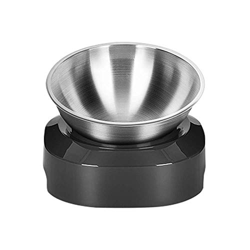 qiuqiu Pet Feeding Bowl, Raised Dog Cat Fütterungsschalen, Single/Double Bowls Edelstahl Futter Wasser rutschfeste Pet Feeder Gekippte Pet Bowls Mit Raised Stand Für Katzen Kleine Hunde von qiuqiu