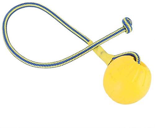 qiuqiu Pet Rope Ball, tragbarer Eva Pet Dog Training Bissbeständiger interaktiver Kauspielzeugball mit Tragseil Unzerstörbarer Gummiball auf einem Seil für Training und Zahnreinigung und Kauspielzeug von qiuqiu