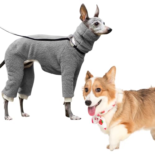 Hunde-Rollkragen-Einteiler, Hunde-Body, dehnbar, 4 Beine, voll bedeckt, elastisch, hoher Kragen, einfarbig, Hunde-Rollkragen-Einteiler für kleine, mittelgroße und große Hunde von qiyifang