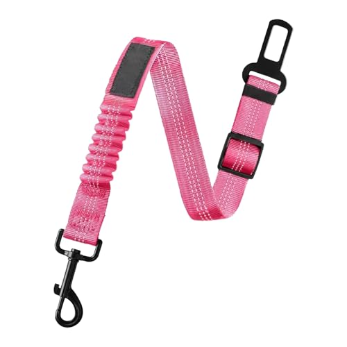 qofezuey Hunde-Sicherheitsgurt, verstellbare Länge, Geschirr für Auto, Reisen, Nylon, Haustier mit reflektierendem Streifen, Fahrzeug Rosa von qofezuey