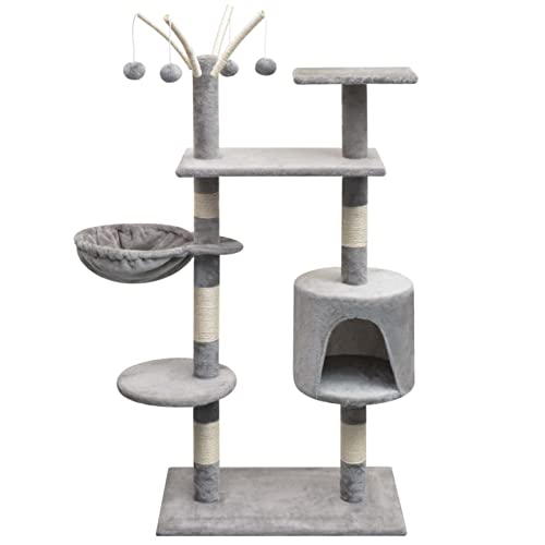 qohoio Katzen-Kratzbaum 125 cm Katzenkratzbaum Cat Tree Katzen Kratzbaum Katzen ZubehöR Indoor Grau von qohoio