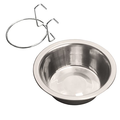 quanjucheer 150 ml Edelstahl Hängender Futternapf Wassernapf Futterspender mit hängendem Ring Silber S von quanjucheer