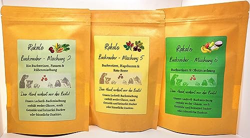 rakalo Backmischung für Backmatte Hundekekse und Hundeleckerlis Backform Probier-Set 3 von rakalo