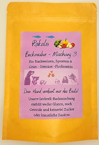 rakalo - Backmischung für Backmatte Hundekekse und Hundeleckerlis - aus hochwertigem, getreidefreiem Buchweizenmehl mit Sprotten und grünes Gemüse. Glutenfrei von rakalo