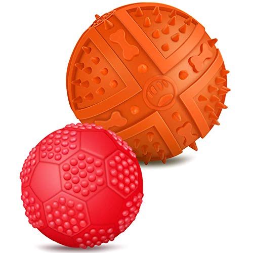 rieder Quietschende Spielzeuge Ball für Hunde - Welpen Kau Spielzeug für Spiel- und Zahn Reinigung, Interaktives Hunde Spielzeug Ball, BäLlchen für Welpen, Klein, Mittlere Hunde (2 Pack) von rieder