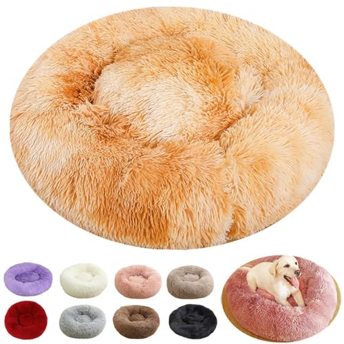 Hundebett Mittelgroße Hunde, Hundekissen Hundekörbchen Donut Multi Farbe und Größen Hundebetten Waschbar Weich Katzenbett Katzenkissen Flauschig Schlafplätze Möbel für Hunde und Katzen (Gelb B, 70cm) von rngcpto