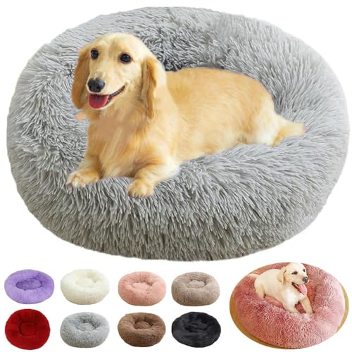 rngcpto Hundebett, Hundekissen Grosse Hunde, Katzenbett Katzenkorb Katzenkissen Weich rutschfeste Hundekorb Rund Flauschig für Große und extra Große Hunde (Hellgrau, 120cm) von rngcpto