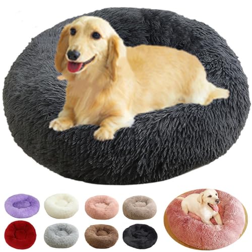 rngcpto Hundebett, Hundekissen Grosse Hunde, Katzenbett Katzenkorb Katzenkissen Weich rutschfeste Hundekorb Rund Flauschig für Große und extra Große Hunde (Dunkelgrau, 120cm) von rngcpto