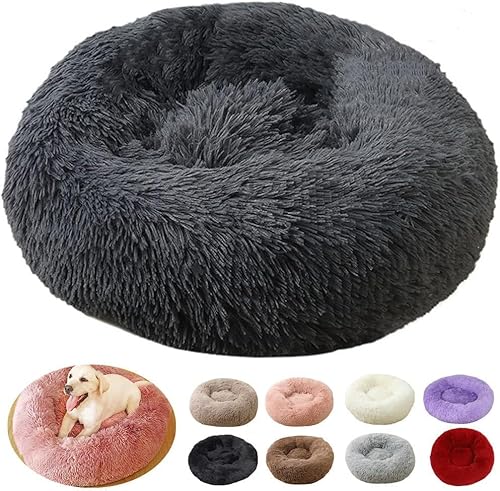 rngcpto Hundebett Grosse Hunde, Hundekissen Waschbar 110cm, Multi Farbe und Größen Hundekorb Flauschig Katzenkorb Rund, Katzenbett Hundebett XXL für Hunde und Kleine (110cm, Dunkelgrau) von rngcpto