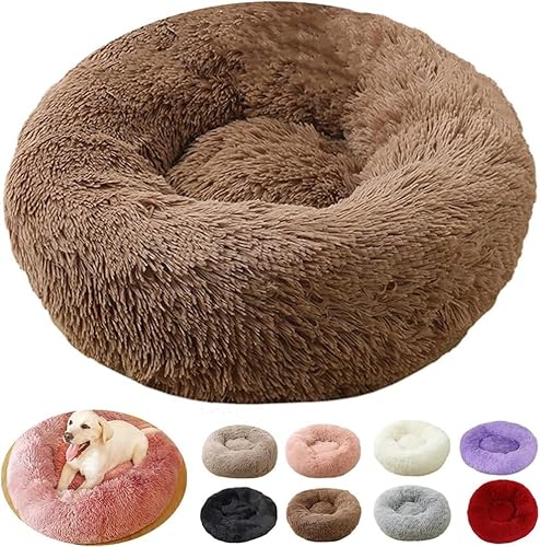 rngcpto Hundebett Grosse Hunde, Hundekissen Waschbar 110cm, Multi Farbe und Größen Hundekorb Flauschig Katzenkorb Rund, Katzenbett Hundebett XXL für Hunde und Kleine (110cm, Kaffee) von rngcpto