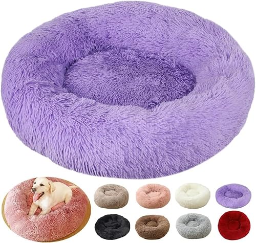 rngcpto Hundebett Grosse Hunde, Hundekissen Waschbar 110cm, Multi Farbe und Größen Hundekorb Flauschig Katzenkorb Rund, Katzenbett Hundebett XXL für Hunde und Kleine (110cm, Lila) von rngcpto