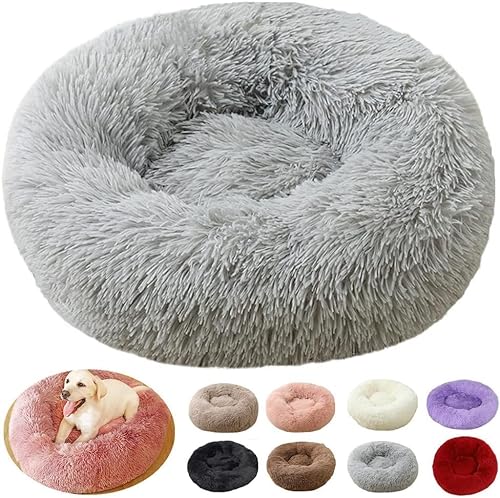 rngcpto Hundebett Grosse Hunde, Hundekissen XXL Waschbar 120cm, Multi Farbe und Größen Hundekorb Flauschig Katzenkorb Rund, Katzenbett Hundebett für Hunde und Kleine (120cm, Hellgrau) von rngcpto