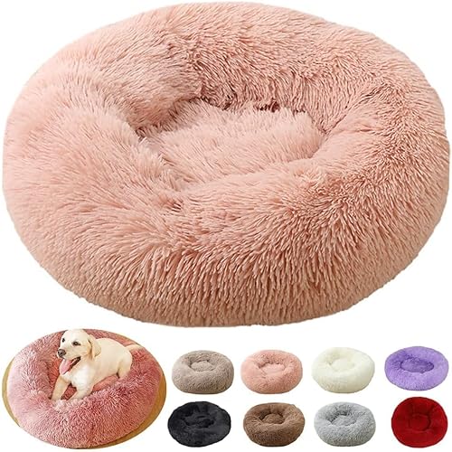 rngcpto Hundebett Grosse Hunde, Hundekissen XXL Waschbar 120cm, Multi Farbe und Größen Hundekorb Flauschig Katzenkorb Rund, Katzenbett Hundebett für Hunde und Kleine (120cm, Leder Rosa) von rngcpto