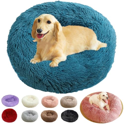 rngcpto Hundebett Mittelgroße Hunde, Hundekissen Multi Größen Hundekörbchen Donut Hundebetten Waschbar Weich Katzenbett Katzenkissen Flauschig Schlafplätze Möbel für Hunde und Katzen (Blau, 40cm) von rngcpto