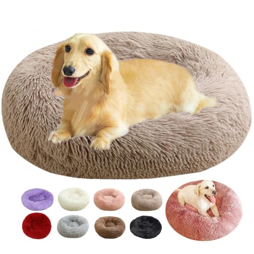 rngcpto Hundebett XXL, Hundekorb Grosse Hunde Hundekissen Donut Multi Farbe und Größen Katzenbett Rundes Katzenkorb Plüsch Selbstwärmend und Gemütlich für Hunde (Khaki, 100cm) von rngcpto